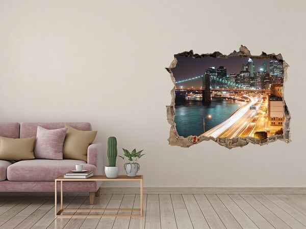 Fototapeta díra na zeď 3D New york v noci