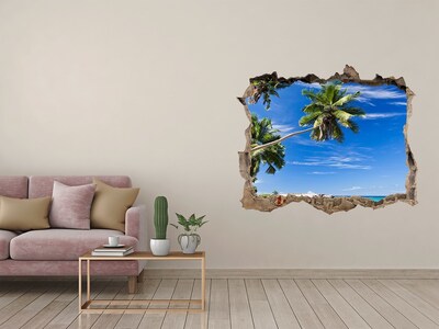 Díra 3D ve zdi nálepka Tropické pláže
