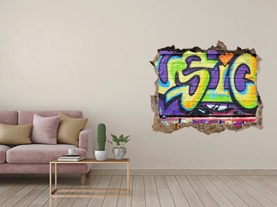 Foto fotografie díra na zeď Graffiti na poškodenej stene