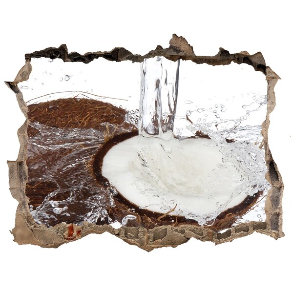 Nálepka 3D díra Kokos v prúde vody