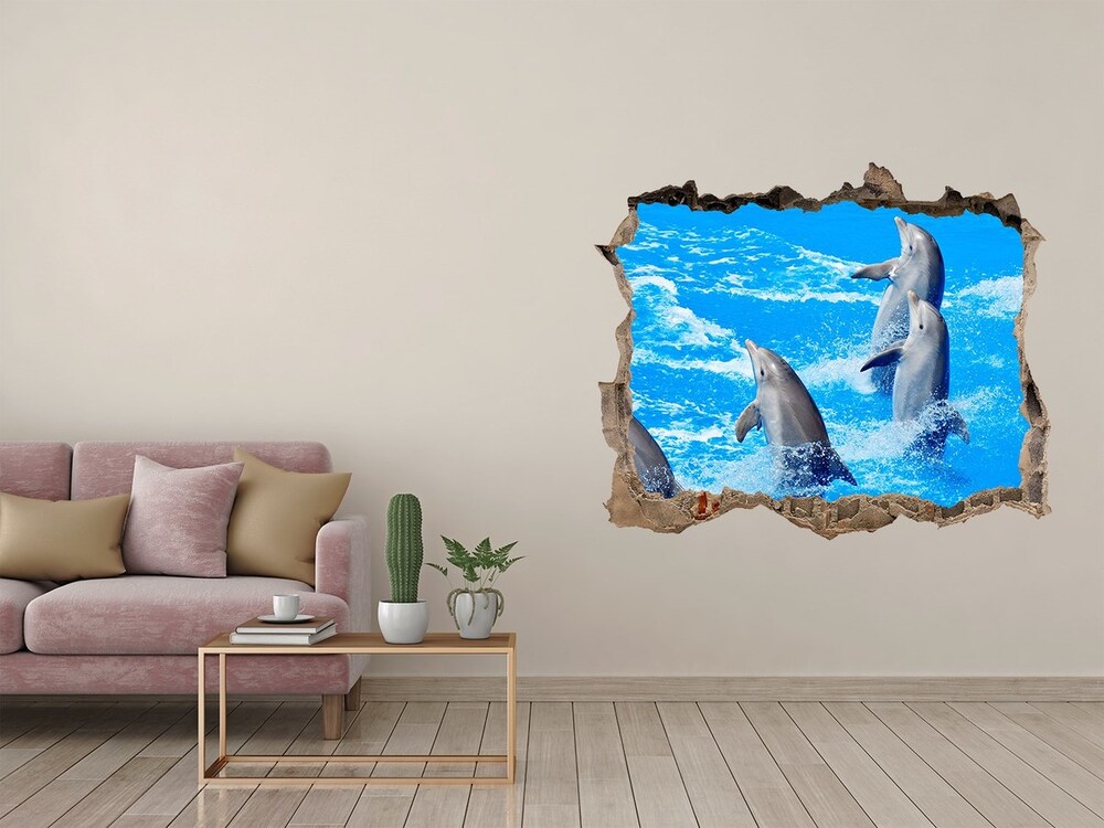 Díra 3D fototapeta na stěnu nálepka Delfíny
