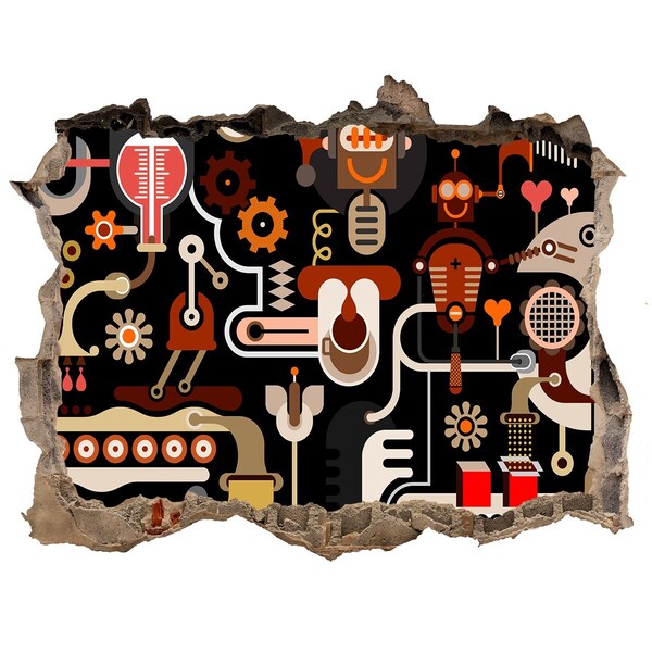 Díra 3D fototapeta nálepka Futuristický svet robotov