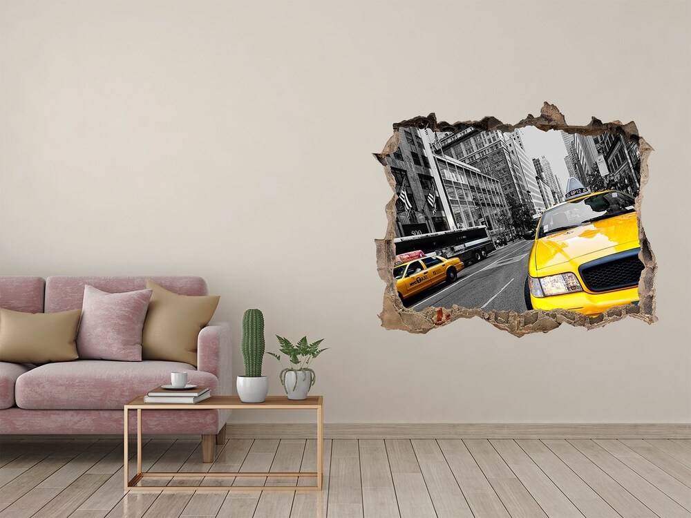 Foto fotografie díra na zeď New york taxi