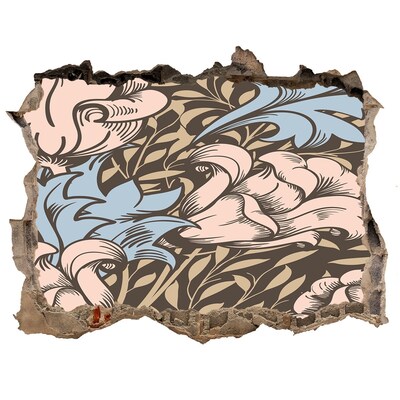 Nálepka 3D díra na zeď Kvetinový vzor s dierou v stene