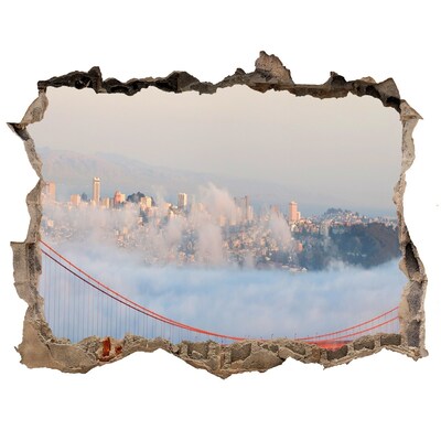 Fototapeta díra na zeď 3D Most Golden Gate v oblakoch