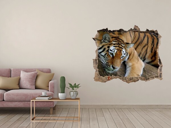 Díra 3D fototapeta nálepka Tiger na strome