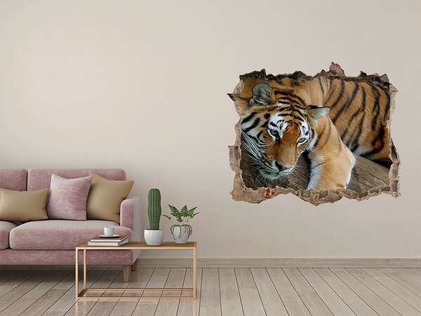 Díra 3D fototapeta nálepka Tiger v jeho prirodzenom prostredí