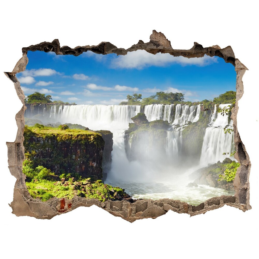Díra 3D ve zdi nálepka Vodopád argentína