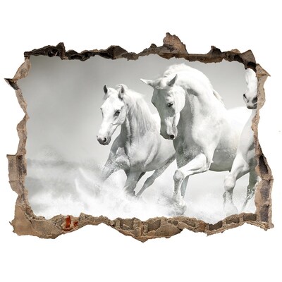 Díra 3D fototapeta na stěnu Biele kone
