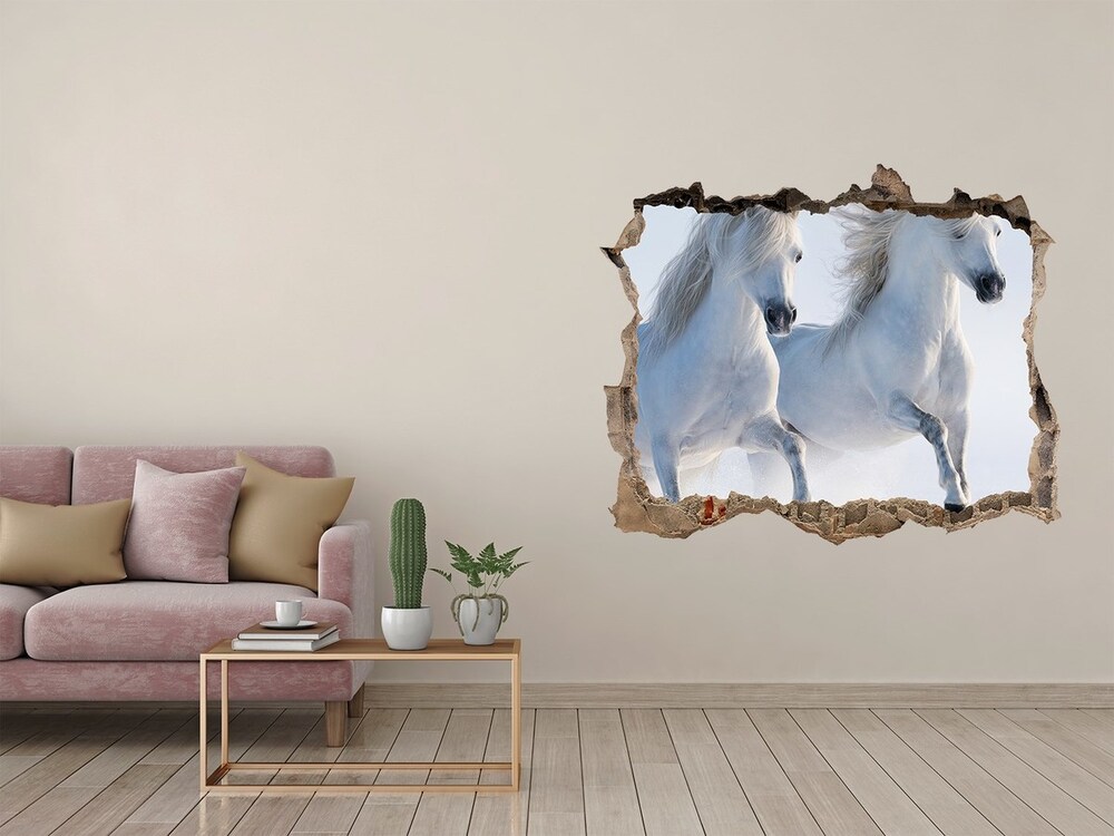 Díra 3D fototapeta na stěnu Dva kone v snehu