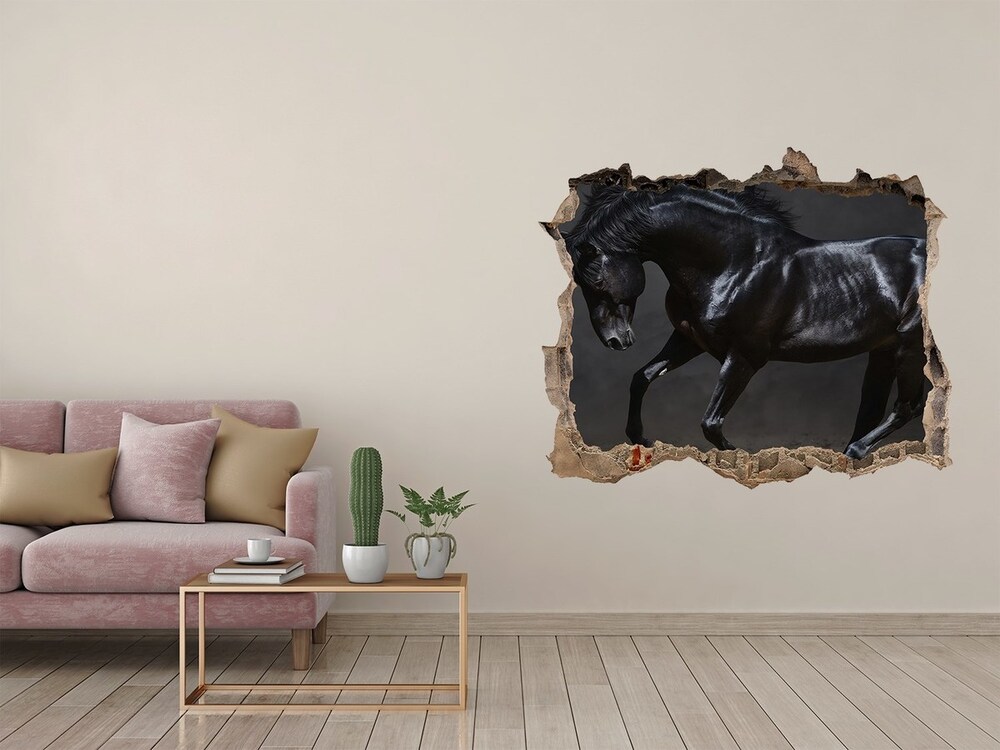 Díra 3D fototapeta na stěnu Čierny kôň