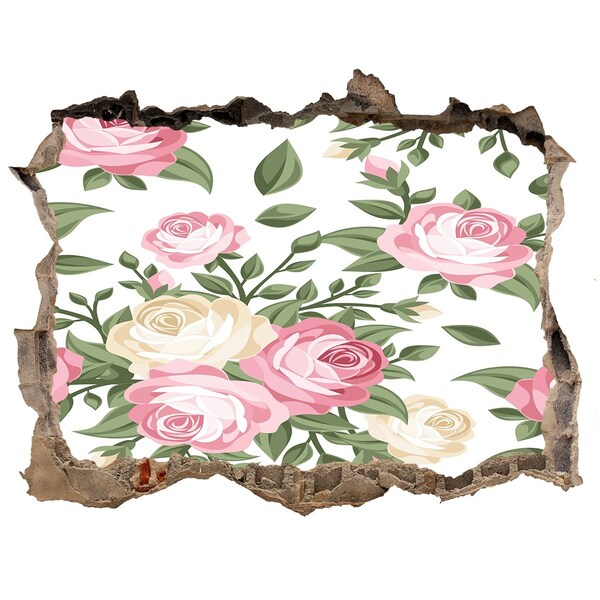 Nálepka 3D díra na zeď samolepící Kvetinová záhrada Diera v stene