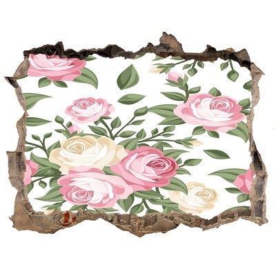 Nálepka 3D díra na zeď samolepící Kvetinová záhrada Diera v stene