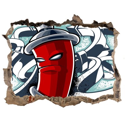 Foto fotografie díra na zeď Červený hrnček s graffiti