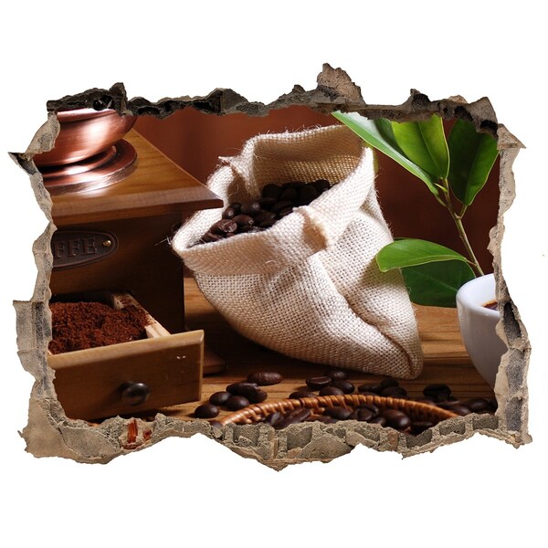 Nálepka 3D díra na zeď Káva v pohodlí vášho domova