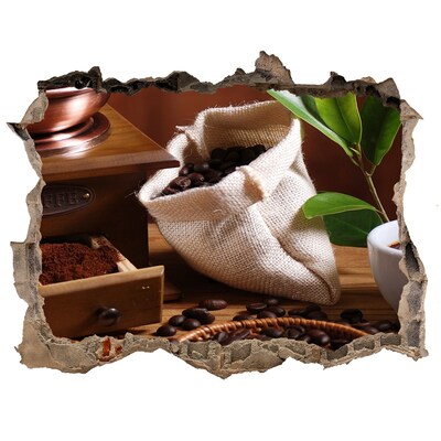 Nálepka 3D díra na zeď Káva v pohodlí vášho domova