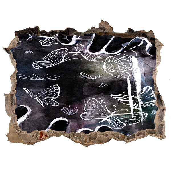 Díra 3D fototapeta nástěnná Motýle v magickom priestore