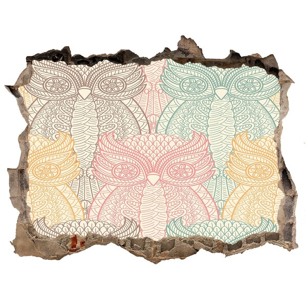 Díra 3D fototapeta nálepka Okrídlené sovy na kamennom pozadí