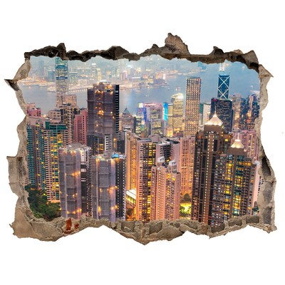 Fototapeta díra na zeď 3D nálepka Hongkong