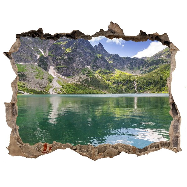 Díra 3D ve zdi nálepka Morské oko tatry