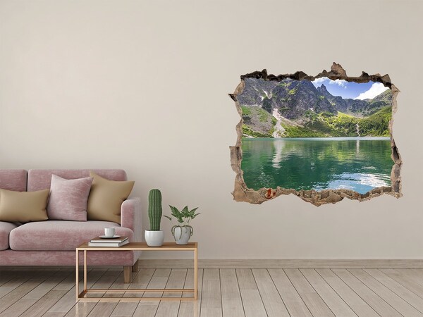 Díra 3D ve zdi nálepka Morské oko tatry