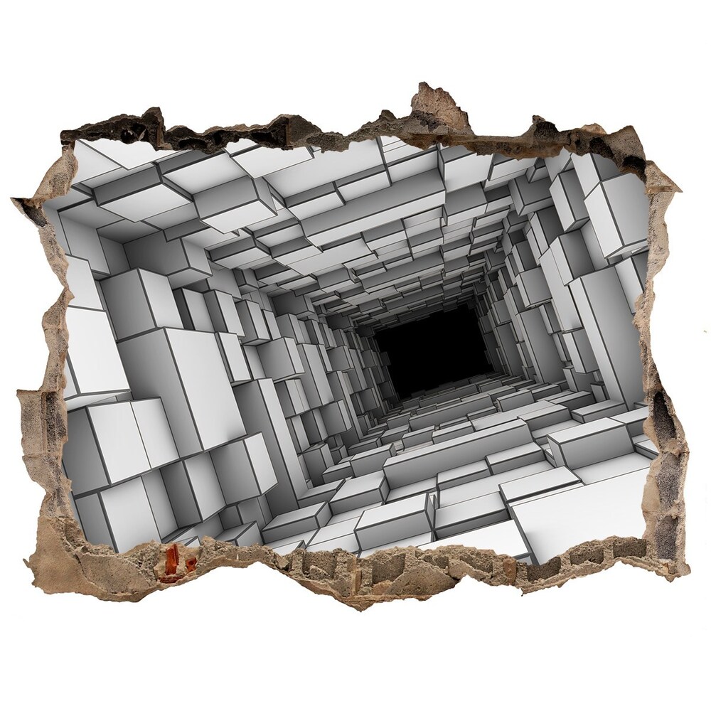 Díra 3D fototapeta nálepka Tunel s kockami