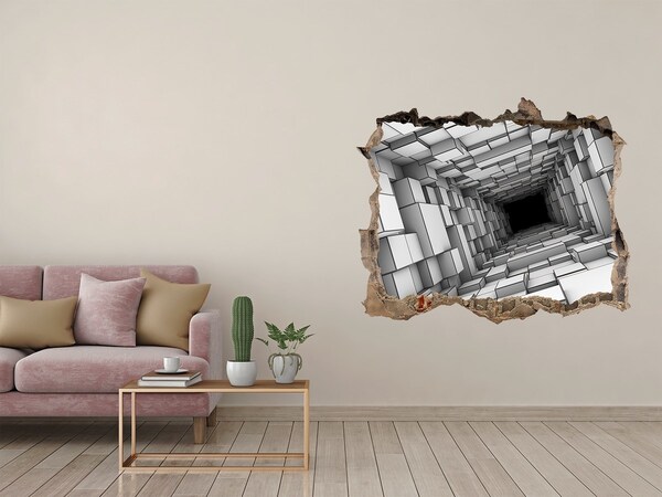 Díra 3D fototapeta nálepka Tunel s kockami