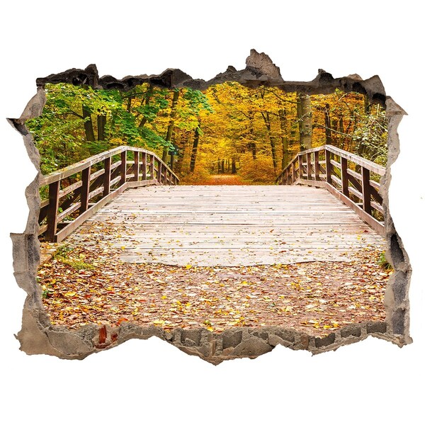 Nálepka fototapeta 3D Most v jesennom lese