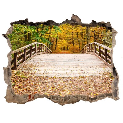 Nálepka fototapeta 3D Most v jesennom lese