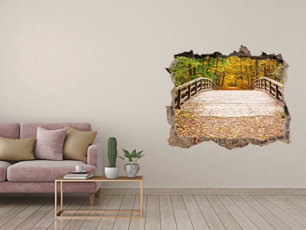 Nálepka fototapeta 3D Most v jesennom lese