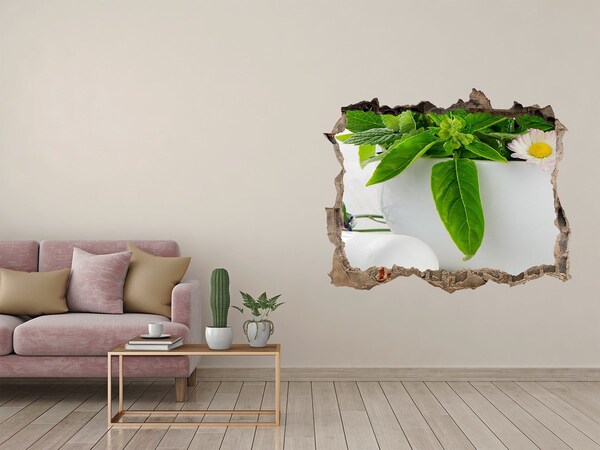 Nálepka 3D díra na zeď Zelená vegetácia v poškodenej stene