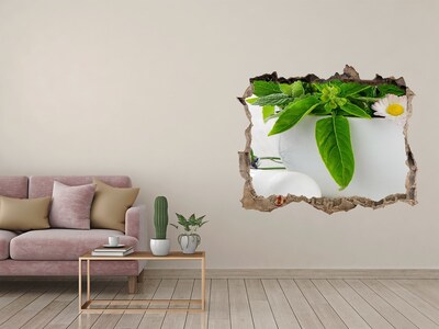 Nálepka 3D díra na zeď Zelená vegetácia v poškodenej stene