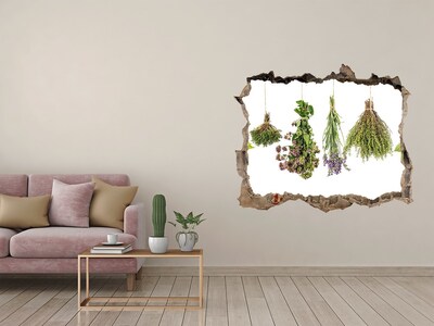 Nálepka díra na zeď beton Bylinkový kútik v kuchyni