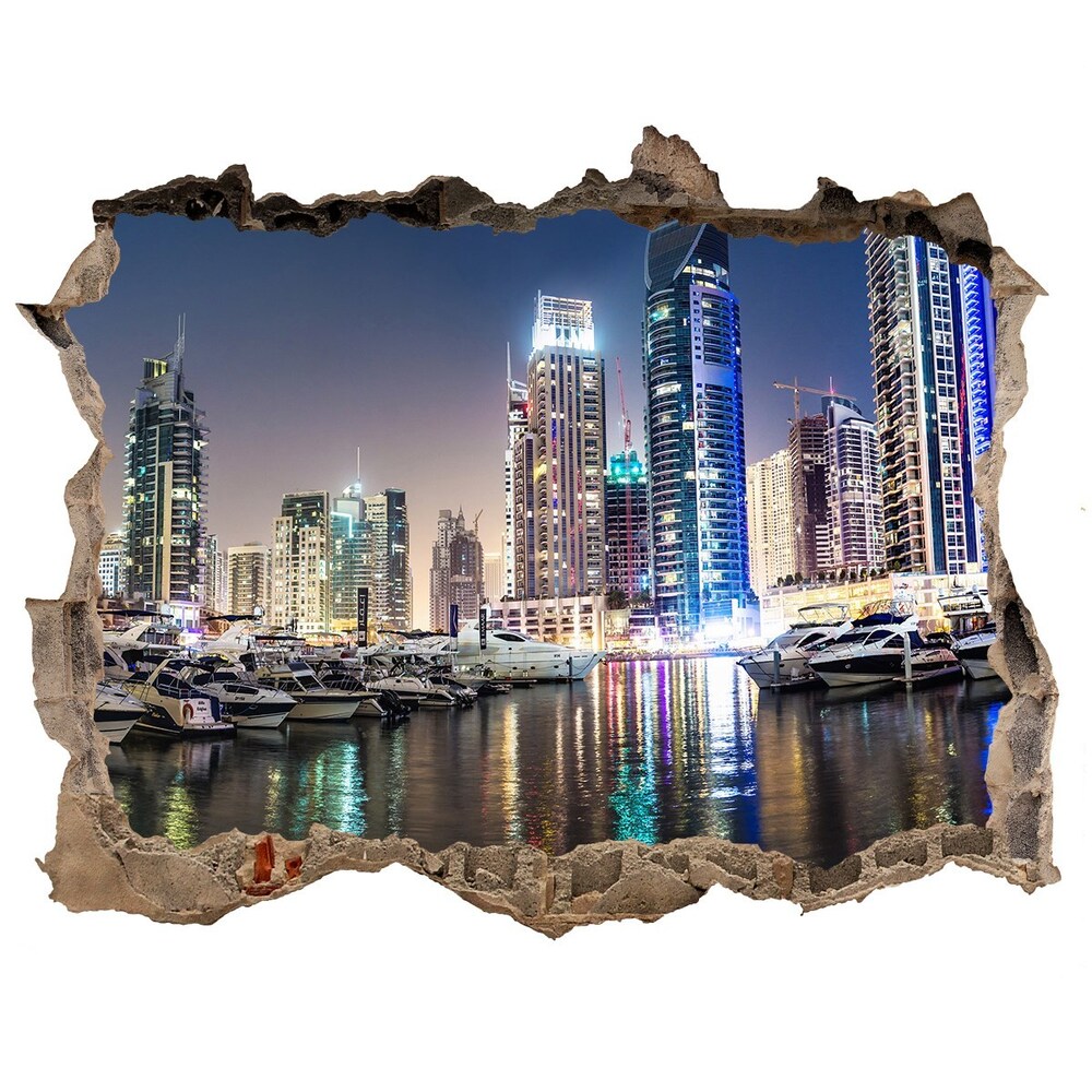 Fototapeta díra na zeď 3D Dubaj v noci