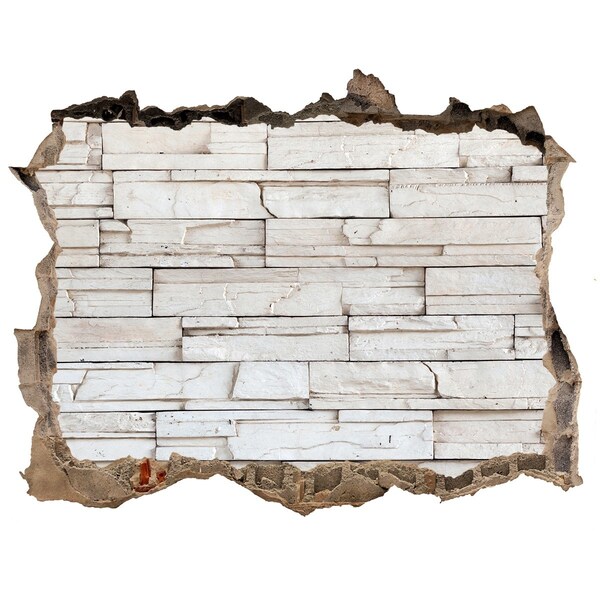 Díra 3D fototapeta na stěnu Poškodená stena s kamennou povrchovou úpravou