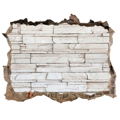 Díra 3D fototapeta na stěnu Poškodená stena s kamennou povrchovou úpravou