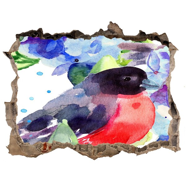 Díra 3D fototapeta nálepka Vták v farebnej kompozícii