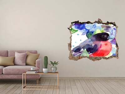 Díra 3D fototapeta nálepka Vták v farebnej kompozícii