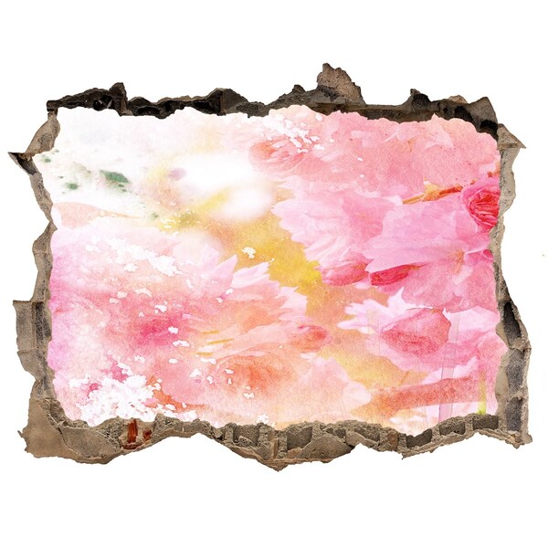 Díra 3D fototapeta nálepka Kvetinová krajina za dierou v stene