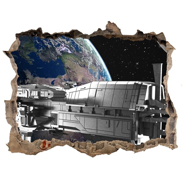 Foto fotografie díra na zeď Vesmírna loď na oblohe