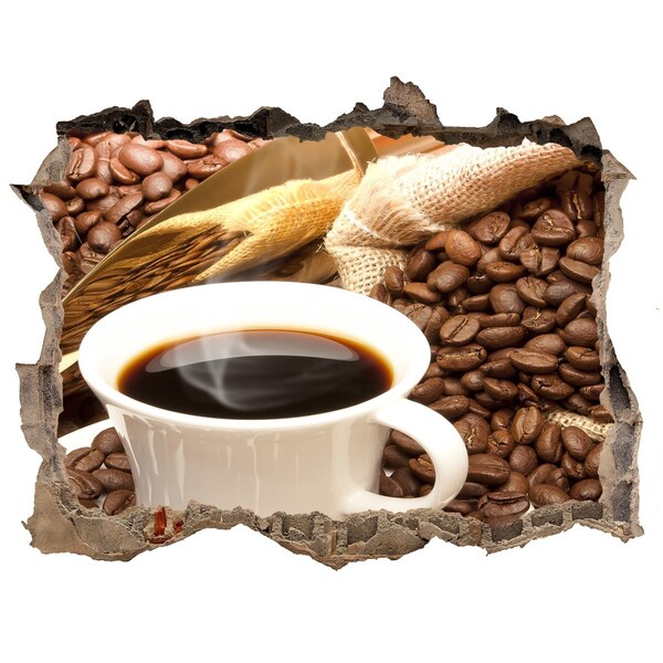 Nálepka 3D díra na zeď Káva so zrnami