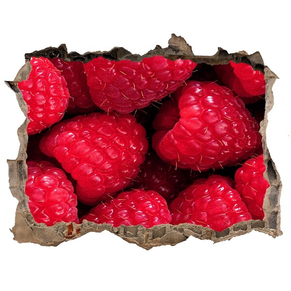 Nálepka 3D díra na zeď Maliny v betóne