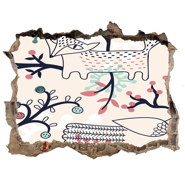 Díra 3D fototapeta nálepka Kvetinový vzor s prvkami prírody