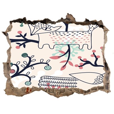 Díra 3D fototapeta nálepka Kvetinový vzor s prvkami prírody