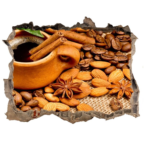 Nálepka 3D díra na zeď Kávová hostina pri diere v stene