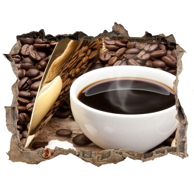 Nálepka 3D díra Káva v srdci prírody