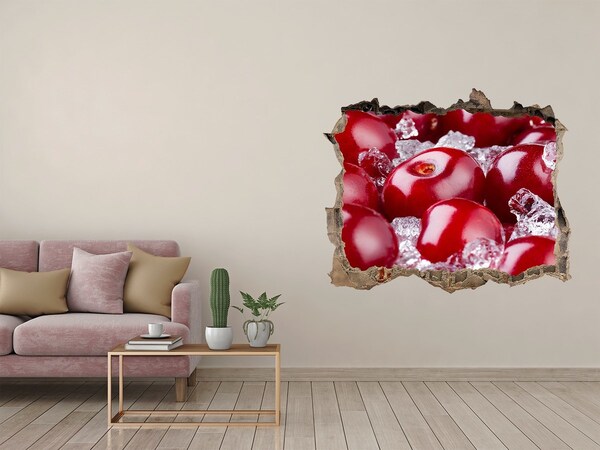 Nálepka 3D díra Šťavnaté čerešne na ľade