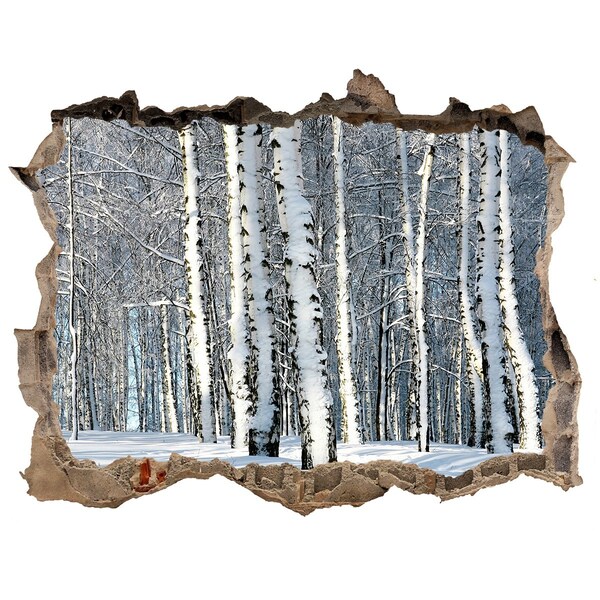 Samolepící díra na stěnu nálepka Zimný les v bielom