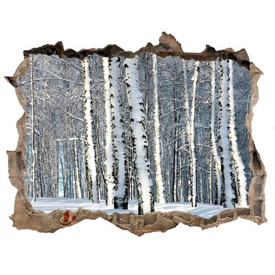 Samolepící díra na stěnu nálepka Zimný les v bielom