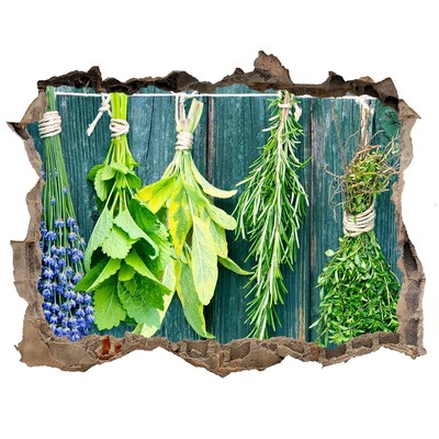 Nálepka 3D díra Bylinková záhrada v kuchyni